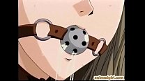 Бондаж аниме с рвотой получает вибратор в ее задницу и киску
