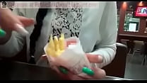 Girl Eats Public Cumshot On French Fries