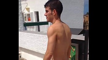 Guy nude and hart in hotel pool Tenerife I.mp4