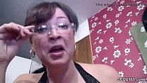 MILF with huge tits shows her how she fucks MEGA cock