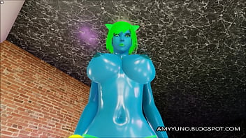 Monstre extraterrestre bleu 3D sexy avec de gros seins dans MMO adulte!