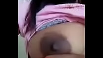 Indian girl showing her  boobs with dark juicy areola and nipples