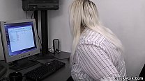 Blonde plumper takes it from behind in the office