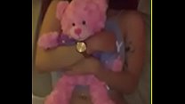 He fucks her while hugging her bear
