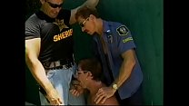 Two jacked gay cops and a hot perp get some sucking outside