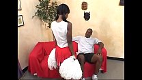 Black cheerleader Lady Armani fucked on red couch