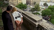 Blonde anal fisted and banged in public
