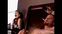 Bearded amateur guy smokes while having his dick blown