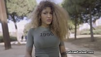 Latina blows cock while in vibrating panties