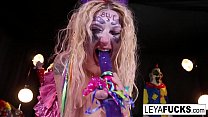 Crazy Clown Leya takes her aggressions out on her pussy