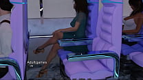 見知らぬセクシーな女の子による飛行機のバスルームでのフェラチオ-秘密のポルノゲーム