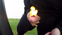 Jacking with cock on fire-1