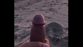 Jerk off and cum at the beach