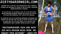 Dirtygardengirl fuck her dirty ass with Dragon dildo from  mr. Hankey Toys outdoor
