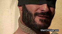 Bound blindfolded gay dick jerked off