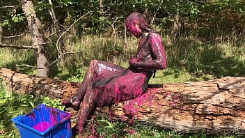 Messy Cute Girl, Dirty Muddy and Gunged in Sexy Pink