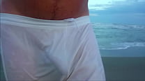 Ver a través de pantalones cortos en la playa 2