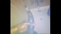Stroking big black dick in shower