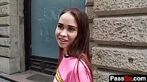 The stunning teen is so horny that she is down for a hot threesome with her stepbrother and his friend