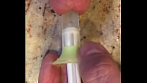 Sounding a 14.65 mm syringe and sterile solution.