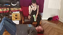 Slim goth domina feeding her mouth to mouth pt1 HD