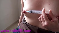 Squirting Saline by Nipple and Extreme Needles