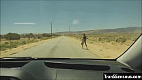 Autoestopista transexual follada por el culo