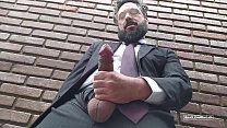 Pervert executive masturbates himself in the office garden