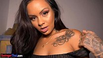 Tattooed amateur latina hottie horny blowjob and sex on camera