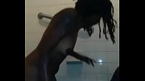 Ebony freak gets demolished in shower song facetime by scandalous grind on YouTube