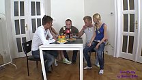 A lunch with friends turns into a fantastic orgy between cocks and pussies