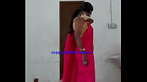 Indian sexy crossdresser Lara D'Souza in pink saree