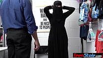 Busty teen thief Delilah Day in hijab punish fucked by a perv LP officer