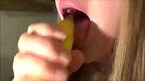 Hot girl lick banana like a dick