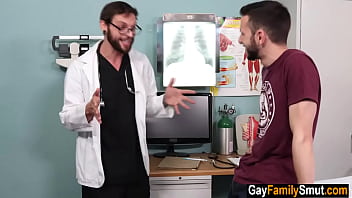 Gay doctor examines his step cousin's ass