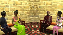 Indische Mama und Papa bringen Bruder und Schwester bei, wie man eine echte Massage macht
