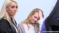 Sexy MILF thief Kylie Kingston and teen dauther Natalie Knight shared with the cops dick after getting arrested because of stealing.