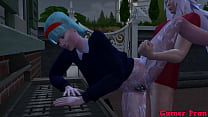 Аниме ecchi Cap jiraiya трахается на открытом воздухе с Bulma и номером 17, смотрите, как он изменяет вегете, к которой он также хочет присоединиться, чтобы устроить секс втроем
