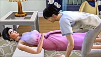 Irmão asiático foge para a cama da irmã após se masturbar na frente do computador - família asiática