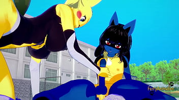 Pokemon Hentai Furry Yiff 3D - Lucario x Pikachu hard sex - Japonés asiático manga anime juego animación porno