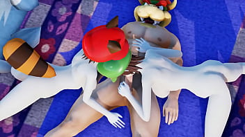 Busty Mario Girl and Luigi Girl fuck by Bowsette patreon.com/posts/55930630