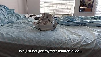 01 Unpacking a dildo, try it and CUM, including some impressions as a story telling