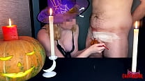 Slutty witch leads a drawing lesson and turns slave balls into a pumpkin AnnyCandy Painboy