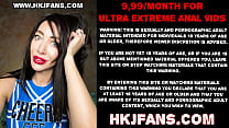 Hot cheerleader Hotkinkyjo anal fisting, prolapse & huge triple cock dildo from MrHankey