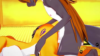Digimon Hentai - Taomon & Gray Fox Hard Sex [Boobjob, handjob, blowjob and fuck] - Juego de anime manga japonés asiático porno Yiff
