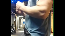 No underwear at the gym, showing off his big dick