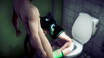 Yaoi Femboy - Midori сосет и трахается у стены в общественном туалете - Sissy Crossdress Anime Manga Japanese Asian Game Porn Gay