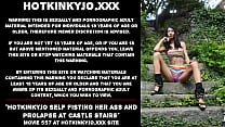 Hotkinkyjo self fisting her ass and prolapse at castle stairs