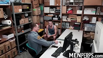 Security Officer Makes Skinny Stud Suck His Dick