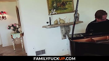FamilyFuckUp.com - Caucasian Stepdad Bangs his Ebony Step-Daughter and Feed her with Jizz